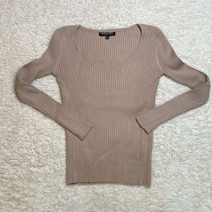 Adrienne Vittadini Ribbed Sweater in Blush/Nude Size Small